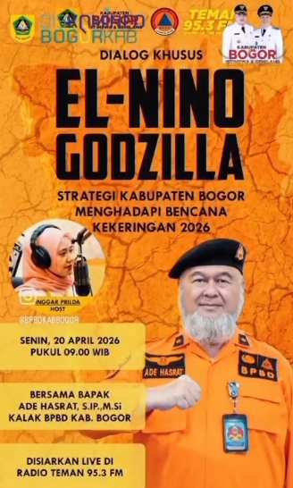 Kepala Diskominfo Kabupaten Bogor Bersama Kalak BPBD Kabupaten Bogor Mengupas Tuntas Informasi Terkait Fenomena El Nino Godzilla Melalui Dialog Interaktif Di Radio Tegar Beriman 95,3 FM