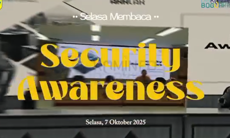 melaksanakan kegiatan Selasa Membaca. Kali ini membahas tentang Security Awareness, Jangan Jadi Korban Phishing! yang diselenggarakan di Aula Diskominfo Kabupaten Bogor